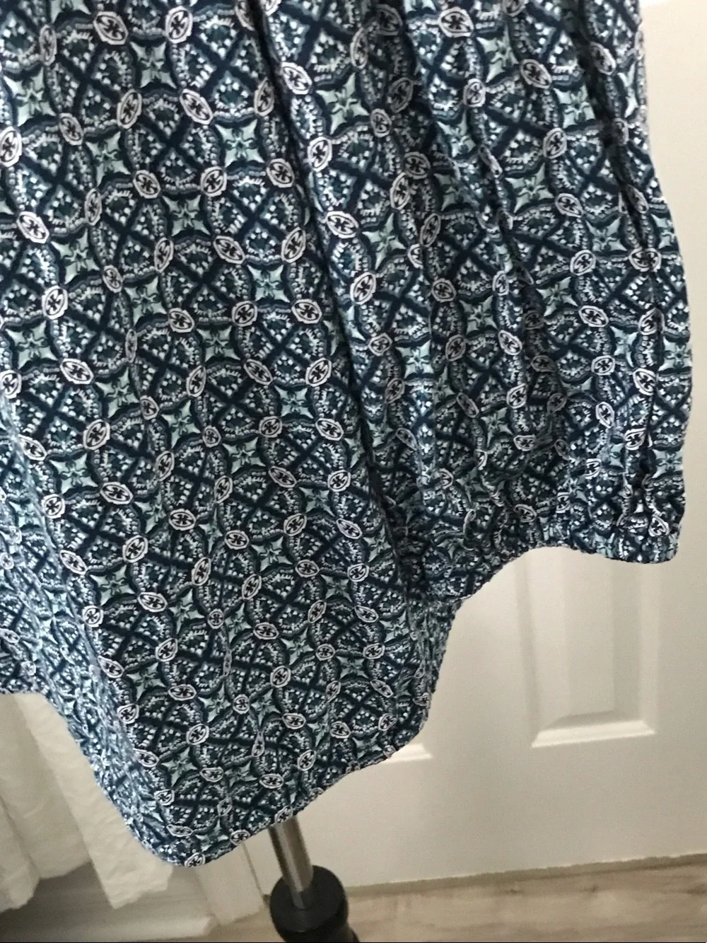 Michael Kors Navy and White Printed Peasant Tunic